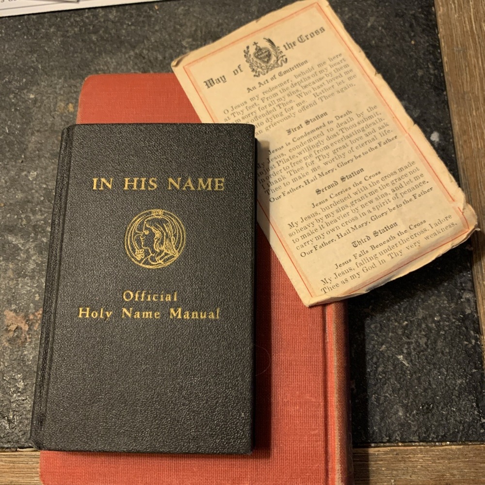 1941 "IN HIS NAME OFFICIAL‎ HOLY NAME MANUAL" HARDCOVER With Two Supplements